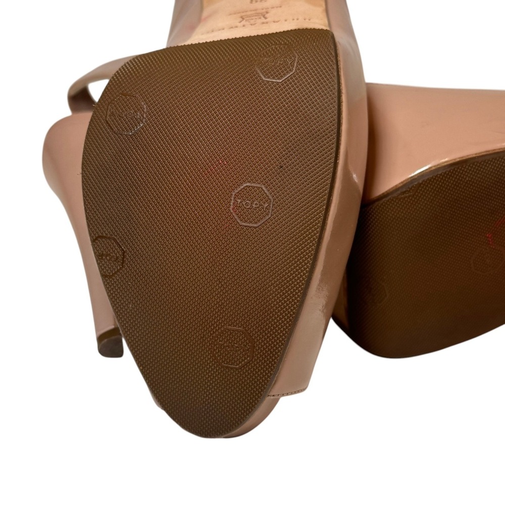 Brian Atwood Tan Patent Leather Sling Back Peep Toe Pumps Size‎ 39 - Picture 8 of 10